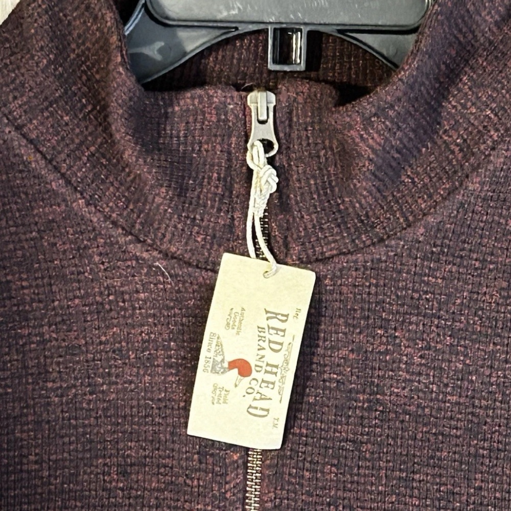 Men’s RedHead Brand Co Thermal Pullover Sweater XL Burgundy Quarter Zip - Picture 8 of 9